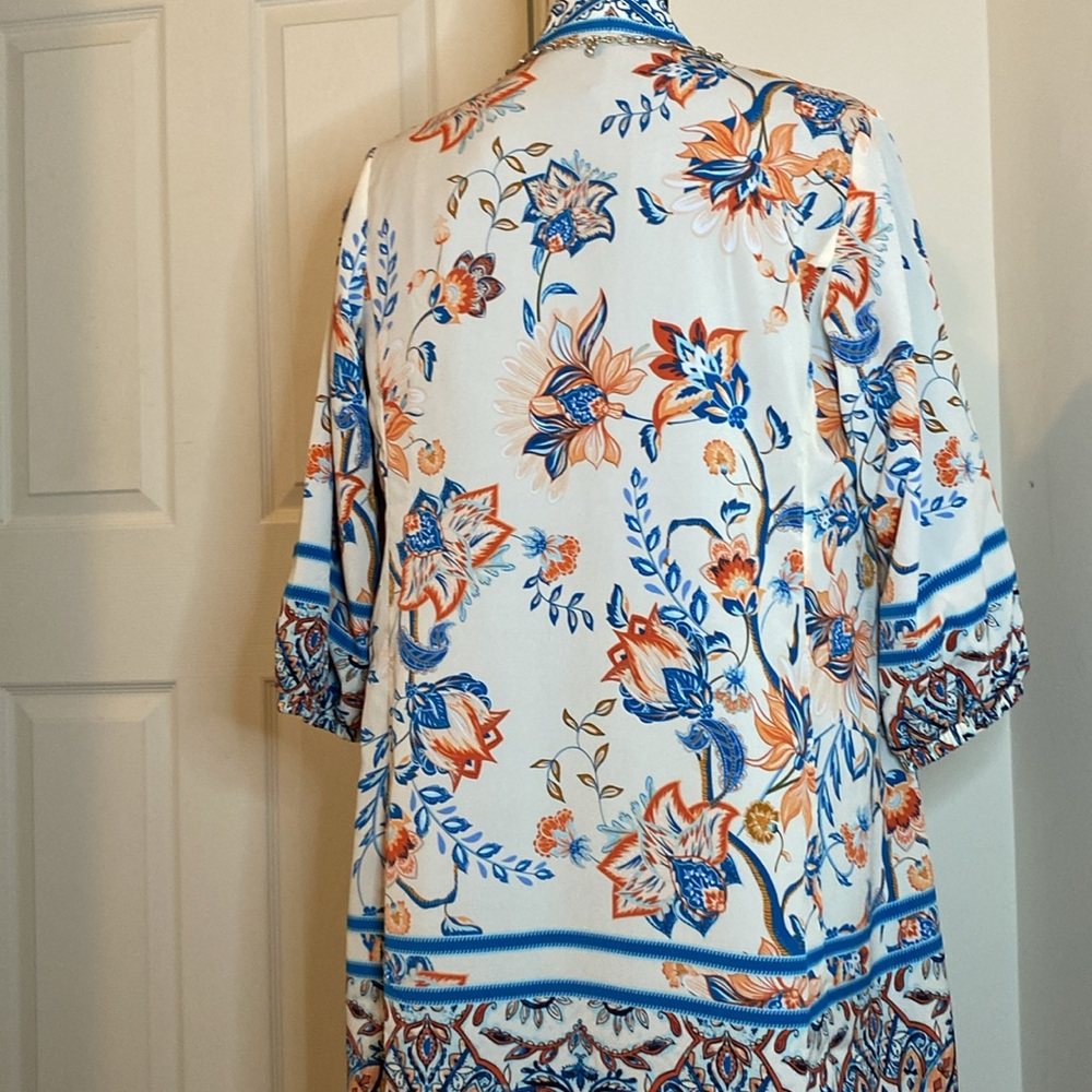 Kimono Jacket Rising Bloom Patch work Trim accents fully lined - Small 4/6 - Picture 4 of 6